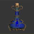Decorative Blue And Gold Cup With Spiral Pattern Cork Stopper And Metal Handles