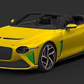 Yellow Luxury Convertible Sports Car With Black Soft Top And Green Accents Modern Styling