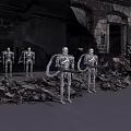Two Silver Humanoid Skeletal Intelligent Machines With Weapons Standing Side by Side 3d model