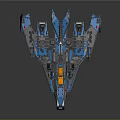 Futuristic Cosmic Spaceship Design Featuring Blue Gray Wings Engines And Yellow Accents