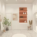Modern Clothing Store Interior Design With Open Shelves Hanging Racks And Green Plants