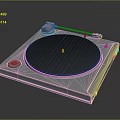 Modern Sleek Turntable Electronic Audio Equipment With Black Platter And Silver Body 3d model