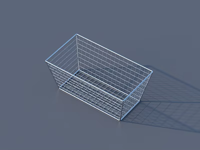 Metal Wire Rectangular Storage Basket with Modern Sleek Design for Home Organization 3d model