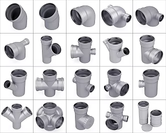 Sewage pipe interface stainless steel groove pipe fittings pipe fittings three-way four-way 3d model