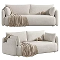 Cozy Light And Dark Gray Two Seater Sofa With Blanket And Pillows