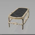 Elegant Oval Coffee Table With Glass Top Marble Frame And Gold Accents Unique Leg Structure
