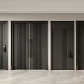 Modern Black Security Doors With Vertical Stripe Design And Handle Details 3d model