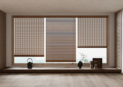 new bamboo curtain rolling curtain 3d model