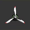 Aircraft Engine 3D Model With Green Body And White Propeller Components