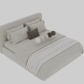 Modern Upholstered Double Bed With Quilted Bedding Decorative Pillows And Color Options