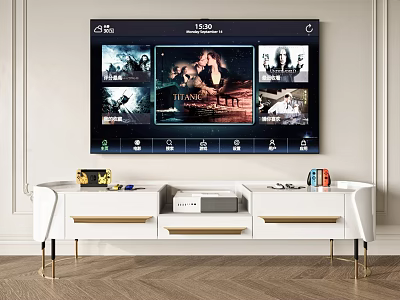 Smart TV Showing Movie Interface In Modern Living Room 3d model