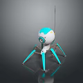 Game and Movie Character Spherical Sci Fi Robot With Blue White Antenna And Spider Legs