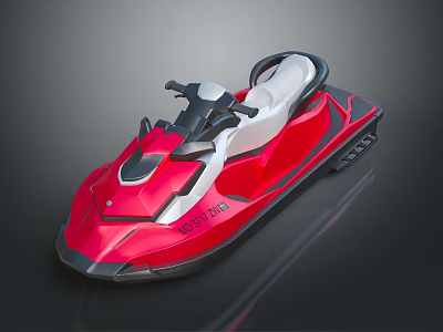 Red Jet Ski with Black and White Accents Streamlined Design on Dark Background 3d model