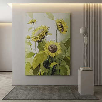 Modern plant painting decorative painting 3d model