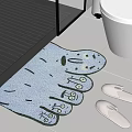 Light Blue Cartoon Hand Shaped Bathroom Rug with Slippers and Toilet