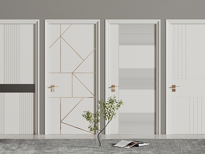 Single door wooden door bedroom door 3d model