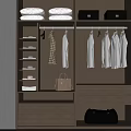 Modern Wardrobe Interior Design With Hanging White Shirts And Folded Clothes 3d model