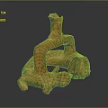 Traditional Ancient Orange Brown Ceramic Artifact With Curved Structure And Textured Surface