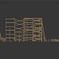 Wooden Construction Equipment With Multi layer Shelves Platforms Long Planks And Parts
