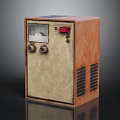 Vintage Electrical Device With Rusty Orange Beige Casing Dial Knobs Red Button And Ventilation Grilles 3d model