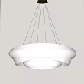 Modern White Layered Circular Pendant Light With Lampshade Hanging In Minimalist Interior