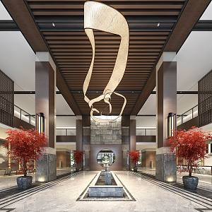 New Chinese Hall Hotel Lobby 3d model