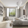 Modern Kids Room Interior With Cloud Shaped Decor Soft Seating Stuffed Toys And Round Rug