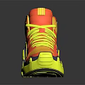 High Top Basketball Shoes with Vibrant Red Yellow Orange and Blue Striped Athletic Design