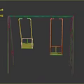 Green Playground Swing Set Structure with Two Yellow Seats and Stable Frame