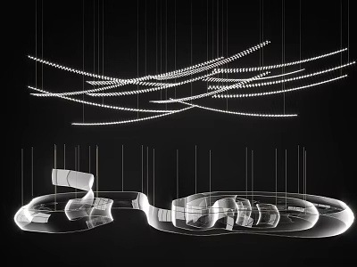 Contemporary Chandelier With Flowing LED Light Lines For Modern Interior Design 3d model