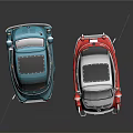 Small BANC Brand Cars in Blue Red with Pizza Zweidach Mobile Backerei Signs