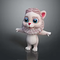 Cute Pink Cartoon Lion Cub Character With Big Blue Eyes And Open Arms