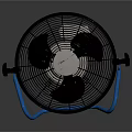 Electric Cooling Fan with Metal Mesh Cover Blue Base and Black Control Knob