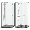 Modern Glass Shower Sauna Enclosure With Black Frame Shower Head And Base