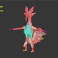 Vibrant Fantasy Game Character With Pink Feathers Purple Plumage Long Neck And Outstretched Arms