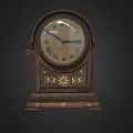Vintage Mantel Clock With Wooden Frame Gold Ornate Details And Roman Numeral Dial