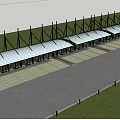 Modern Metal Frame Canopy Covering EV Charging Stations in Parking Area