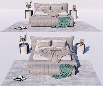 Modern Double Bed 3d model