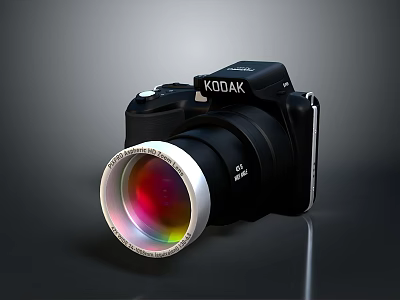 KODAK Black Digital Camera With Large Colorful Reflective Lens And Modern Design 3d model