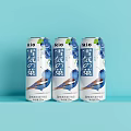 RIO Snowy Fruit Blueberry Flavor Drinks in Light Blue Cans on Light Blue Background