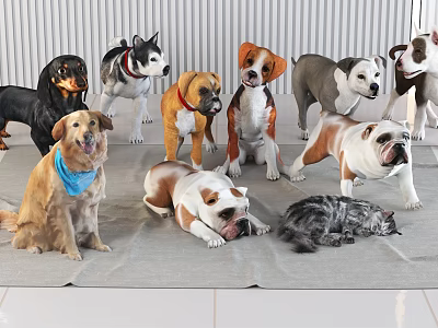 Modern Dog Animal Puppy Pet Dog Hapi Dog Golden Hair Dog 3d model