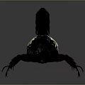 Exaggerated Fantasy Beetle with Black Exoskeleton Sharp Claws White Yellow Sections