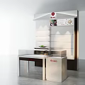White Brown Display Cabinet Shelving With Glass Counter Yami Logo Green Fruit And Shelves