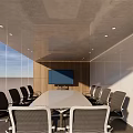 Modern Conference Room Interior Design With Long Table TV Screen And Chairs