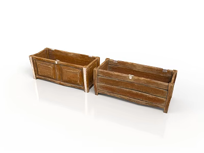 Wooden Rectangular Storage Boxes Ideal For Household Organizing And Storage 3d model