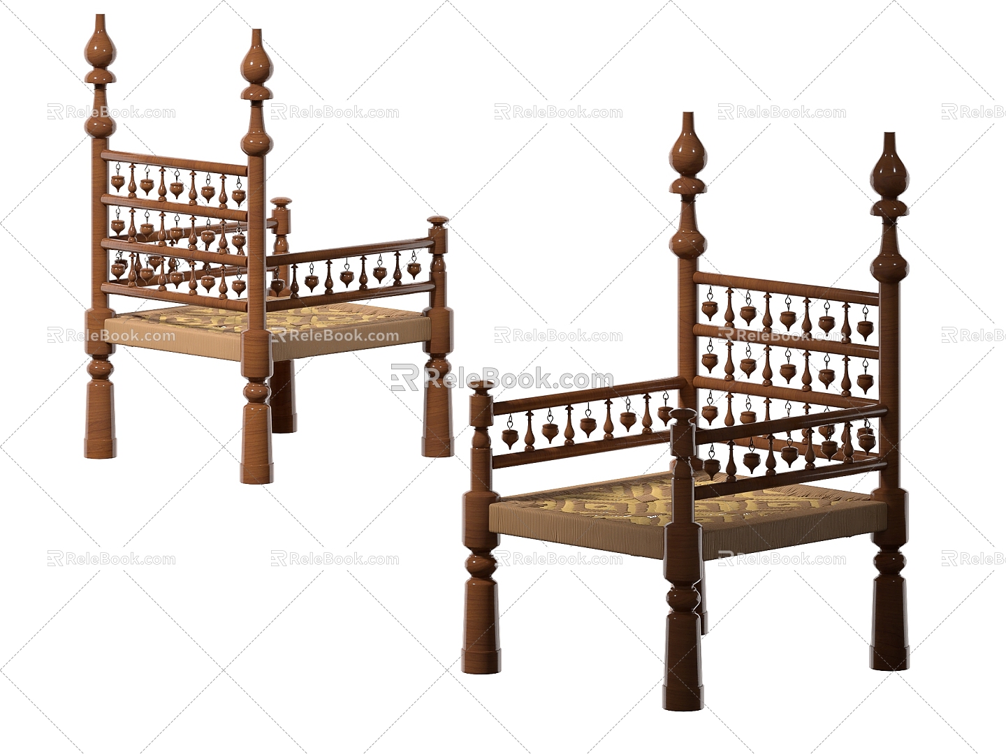 Middle Ancient Southeast Asian Casual Single Chair 3d model