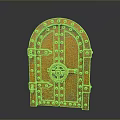 Vintage Metal Door With Rivets And Wheel Lock Design