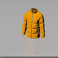 Stylish Orange Puffer Jacket With Stand Collar Front Zipper And Padded Sleeves