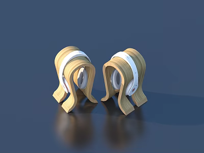 Curved Wooden Household Items With White Straps For Supportive Daily Use 3d model