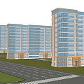 Modern High Rise Residential Buildings With Glass Curtain Walls And Spacious Surroundings Under Blue Sky